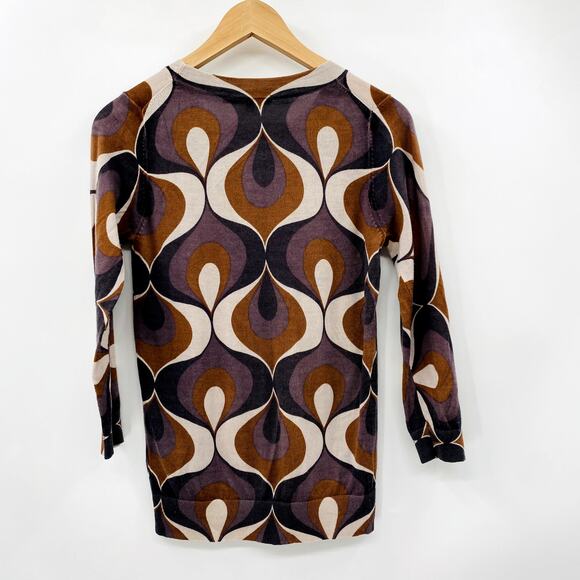 Boden 6 brown Modern Print Wool Crewneck Sweater - Picture 4 of 5